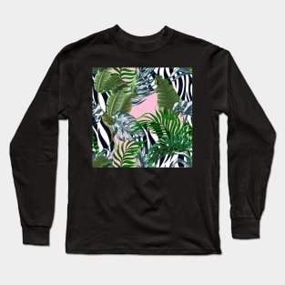 Zebra pink jungle Long Sleeve T-Shirt